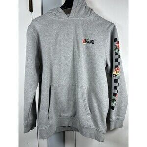 Vans Sweatshirt Mens Gray Hoodie with Flower sleeves-FITS LIKE A LARGE